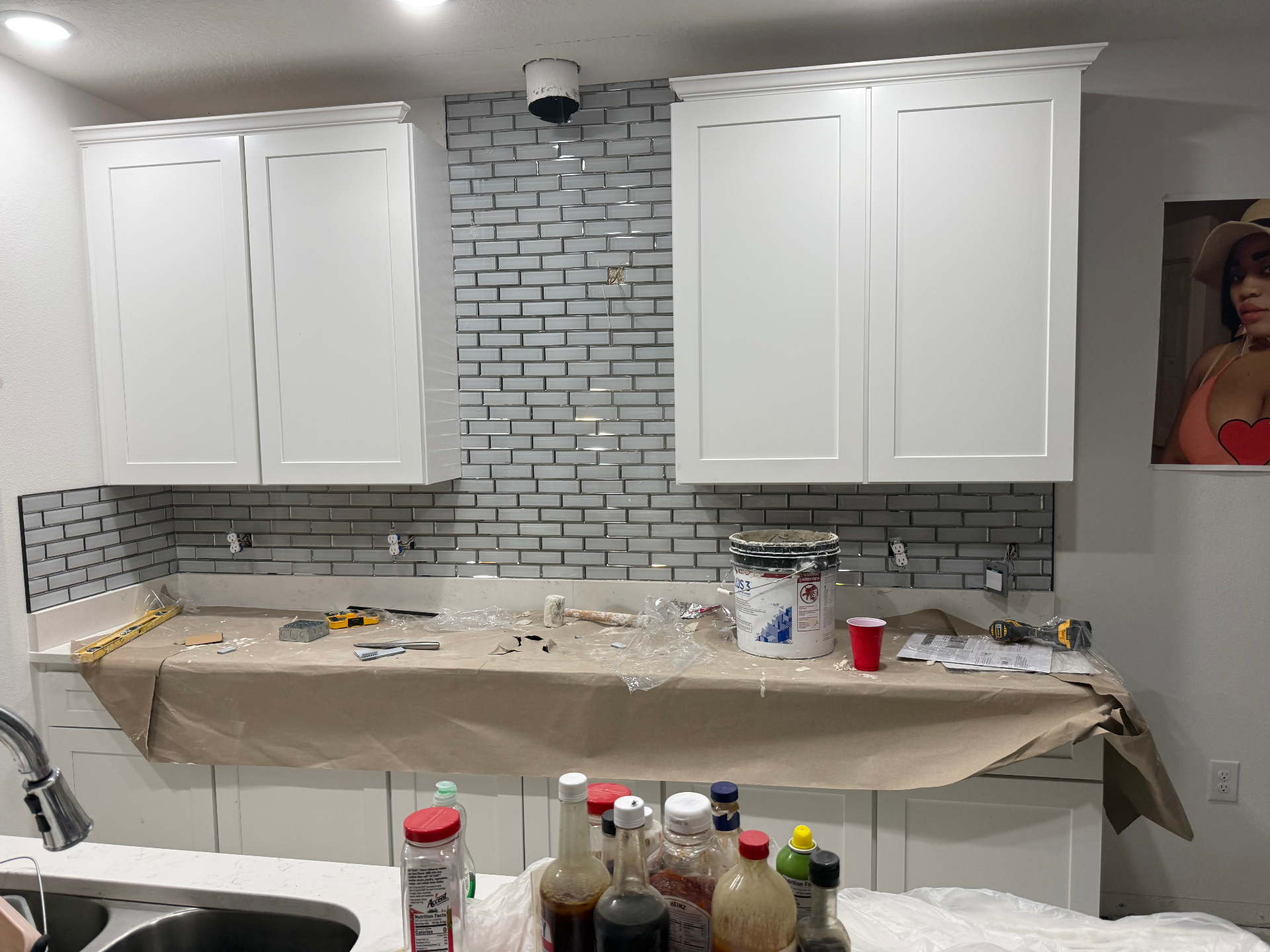 Kitchen tile backsplash installation