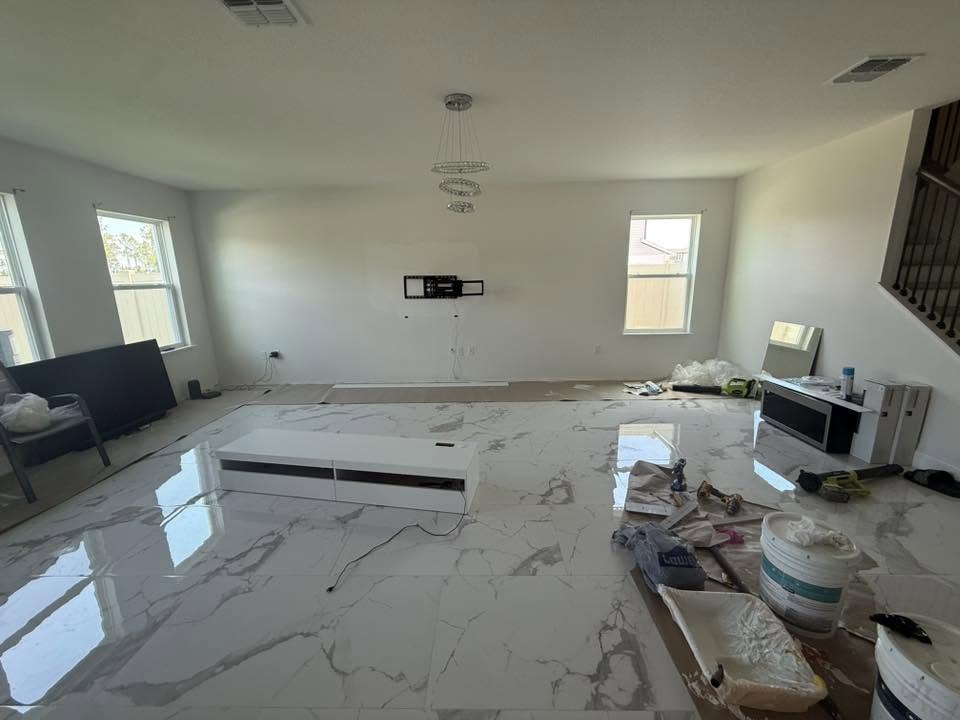 Living room before accent wall build