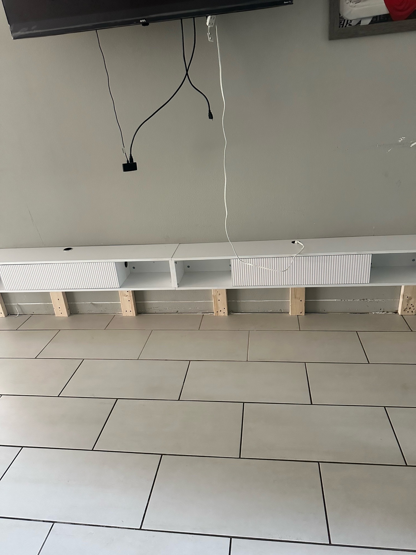 Custom wall floating shelf framing